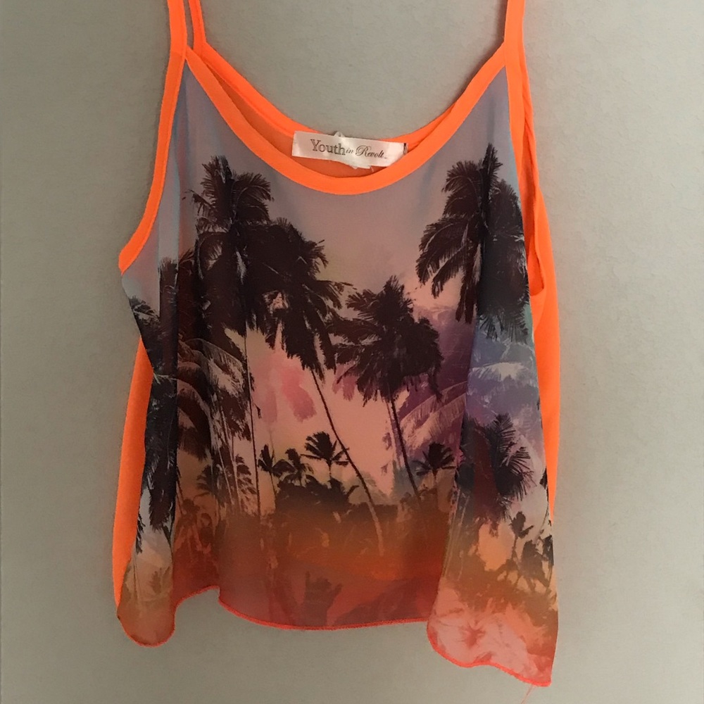 Orange palm tree tank top